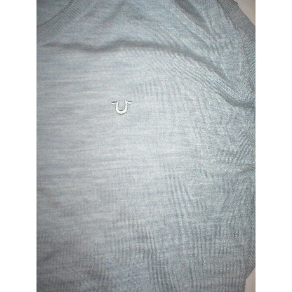 New NWT True Religion Jeans Mens Sweater Gray Heather V Neck Casual XXL Nice 2XL